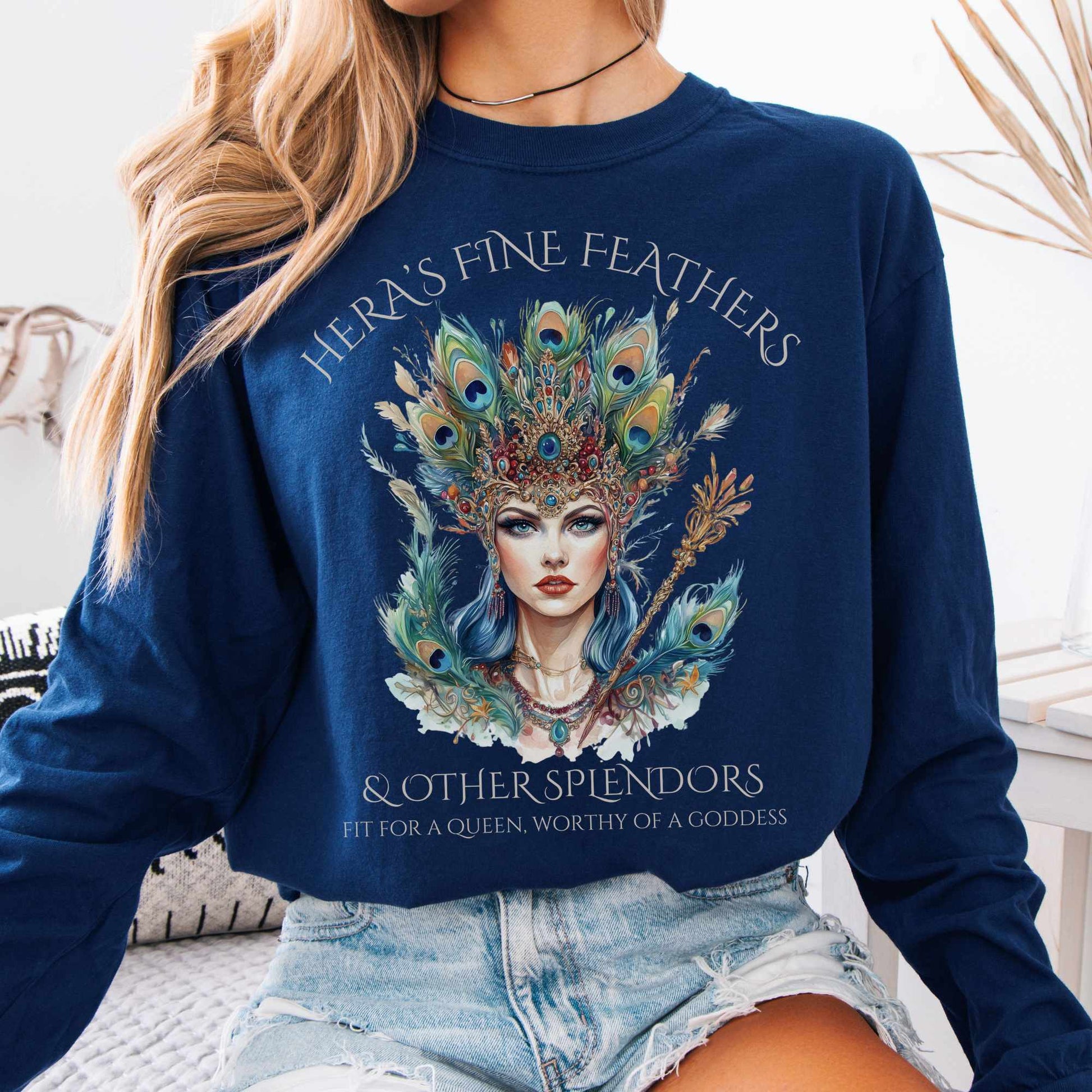 Long-sleeve True Navy / S Hera's Fine Feathers & Other Splendors Long Sleeved Shirt The Mystic Eden