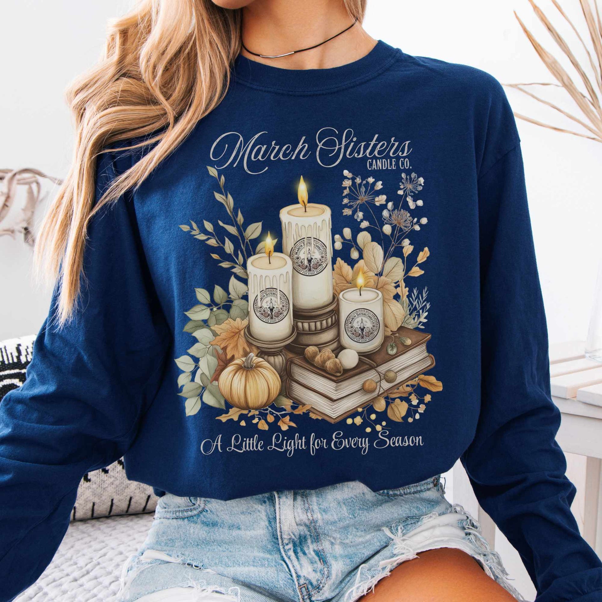 Long-sleeve True Navy / S March Sisters Candle Co. Long Sleeved Shirt The Mystic Eden