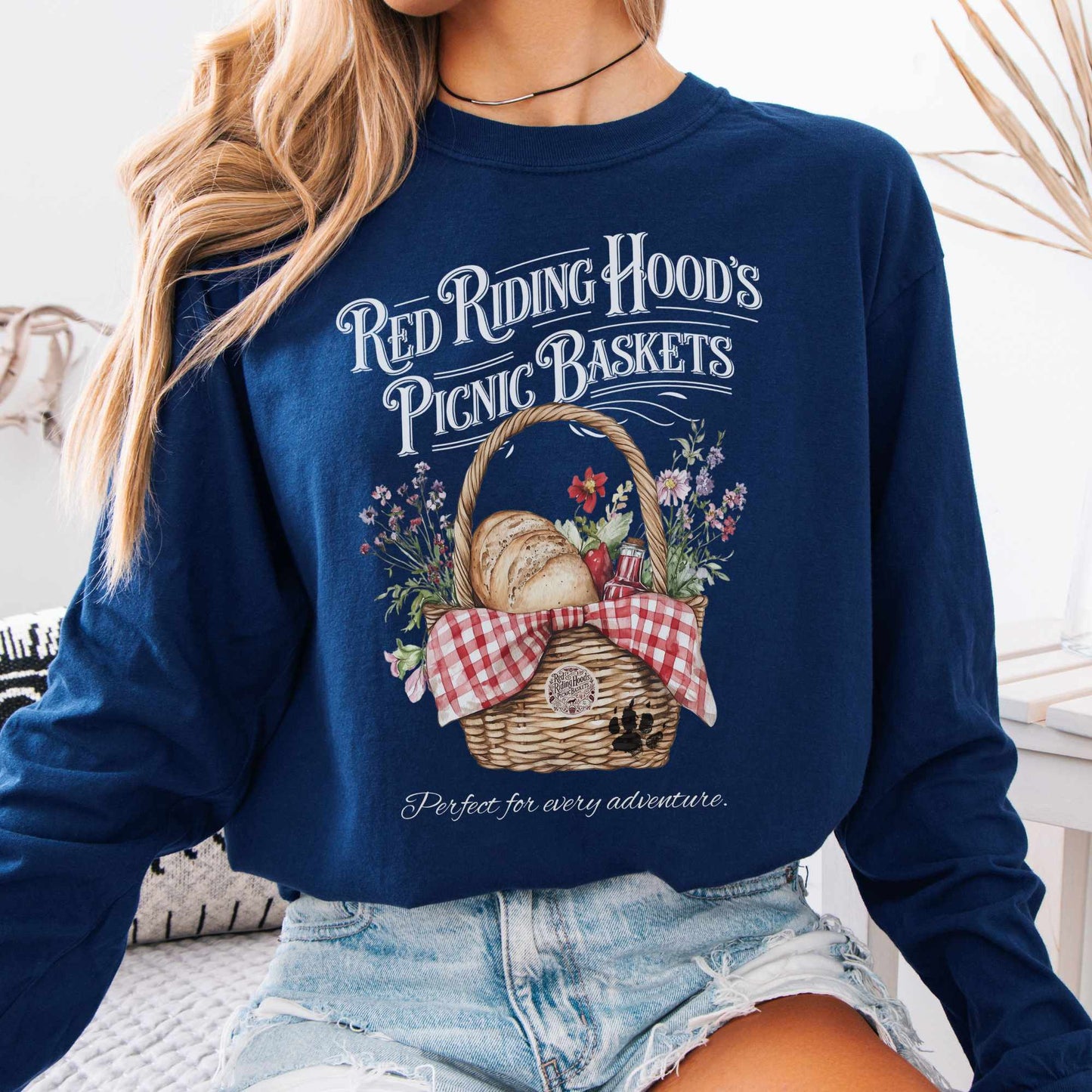Long-sleeve True Navy / S Red Riding Hood's Picnic Baskets Long Sleeved Shirt The Mystic Eden