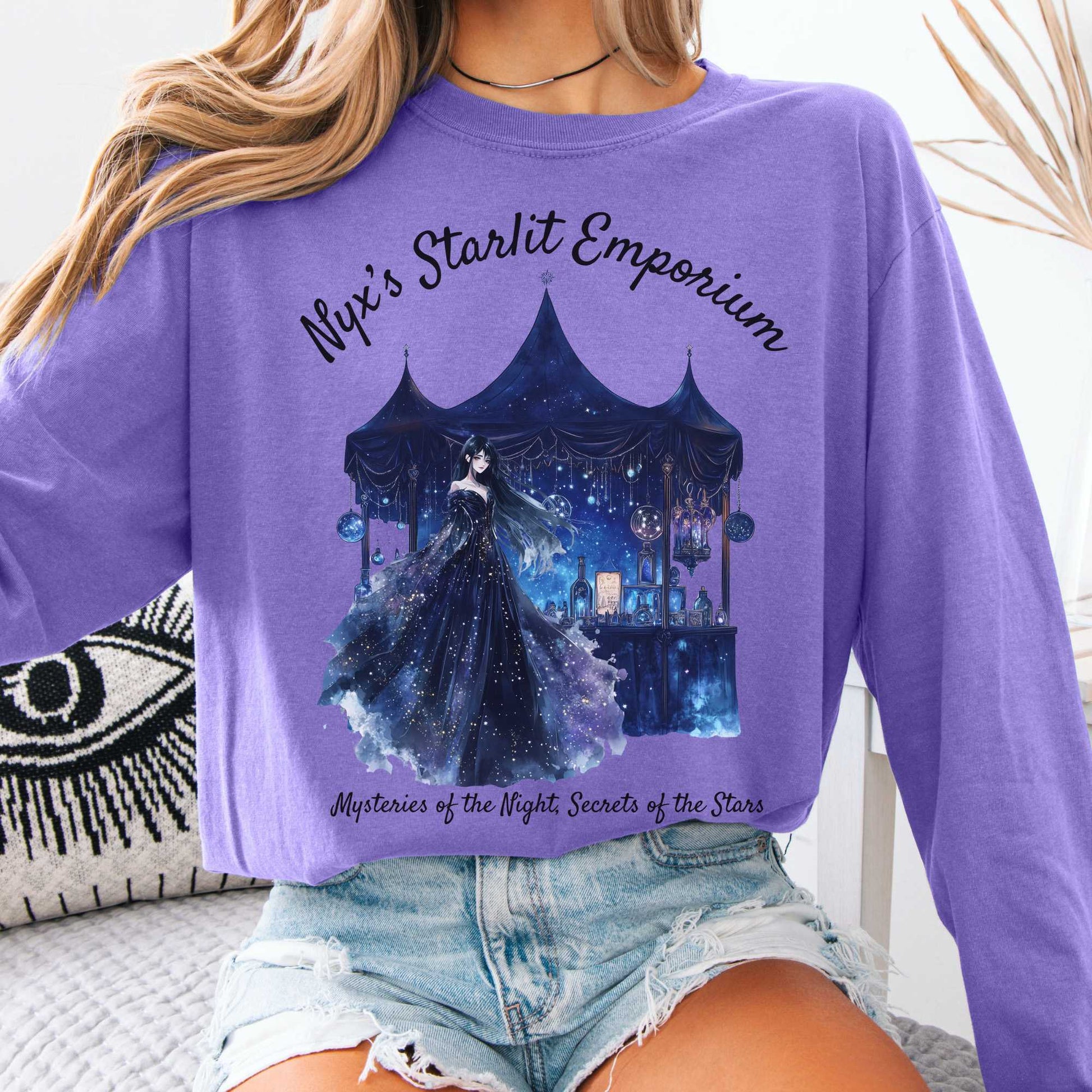 Long-sleeve Violet / S Nyx's Starlit Emporium Goddess Long Sleeve Shirt The Mystic Eden