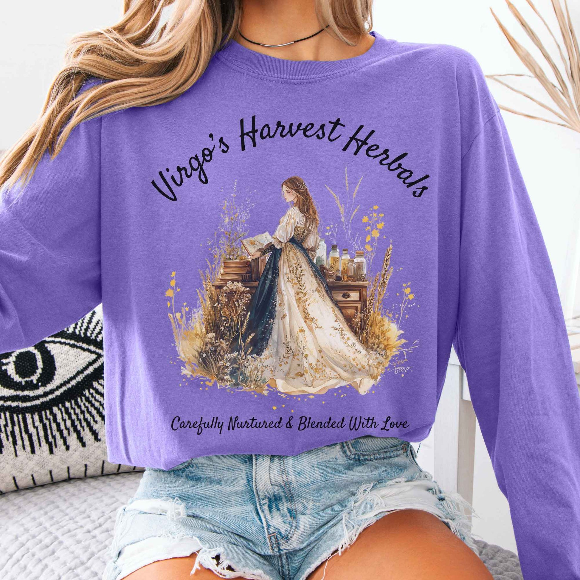 Long-sleeve Violet / S Virgo's Harvest Herbals Zodiac Long Sleeve Shirt The Mystic Eden
