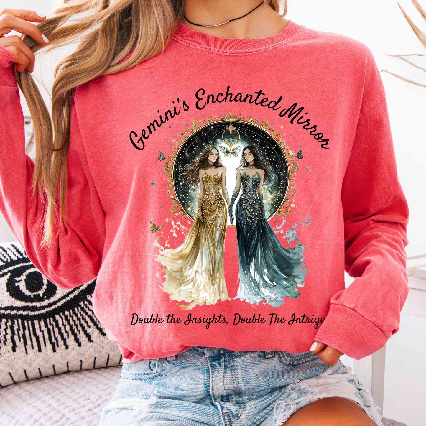 Long-sleeve Watermelon / S Gemini's Enchanted Mirror Zodiac Long Sleeve Shirt The Mystic Eden