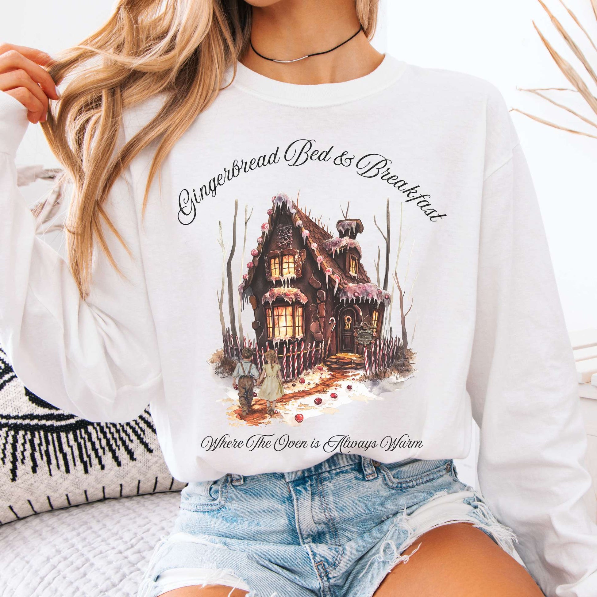 Long-sleeve White / S Gingerbread Bed & Breakfast Hansel and Gretel Fairytale Long Sleeve Shirt The Mystic Eden