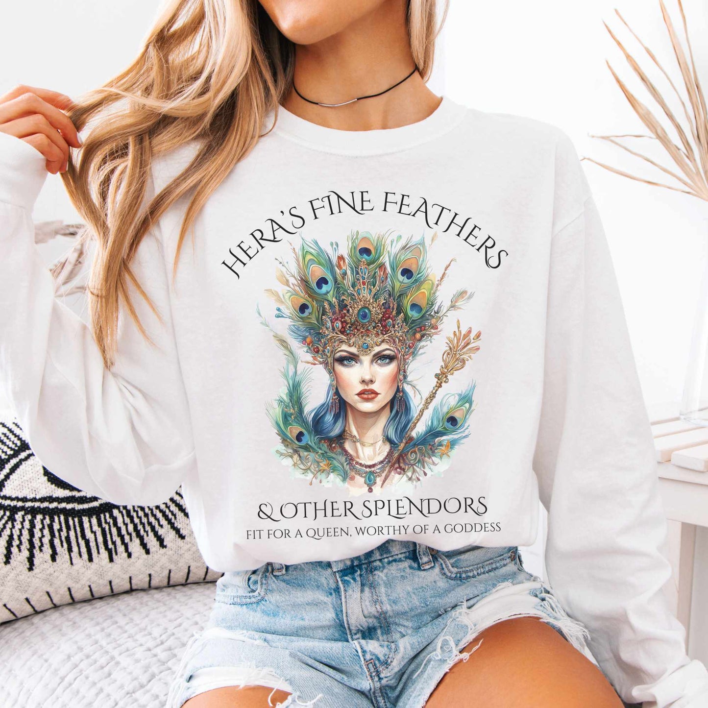 Long-sleeve White / S Hera's Fine Feathers & Other Splendors Long Sleeved Shirt The Mystic Eden