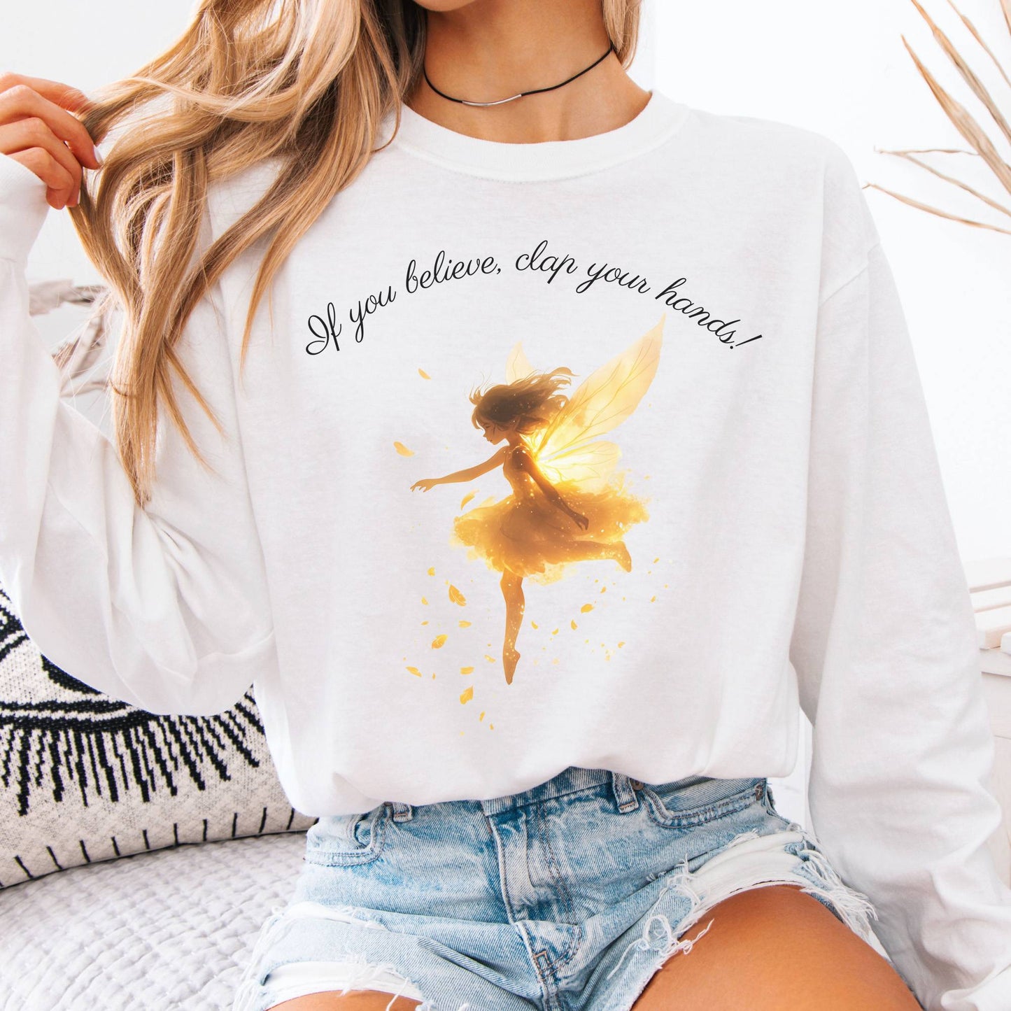 Long-sleeve White / S If You Believe, Clap Your Hands! Pan Long Sleeve Shirt The Mystic Eden