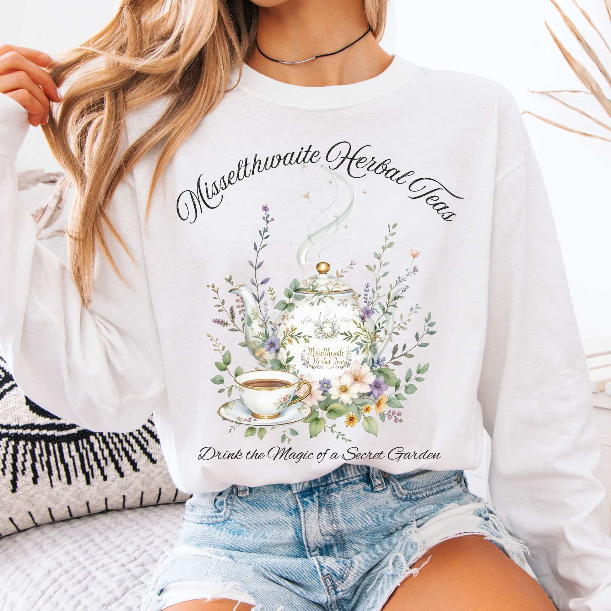 Long-sleeve White / S Misselthwaite Herbal Teas - The Secret Garden Long Sleeve Shirt The Mystic Eden
