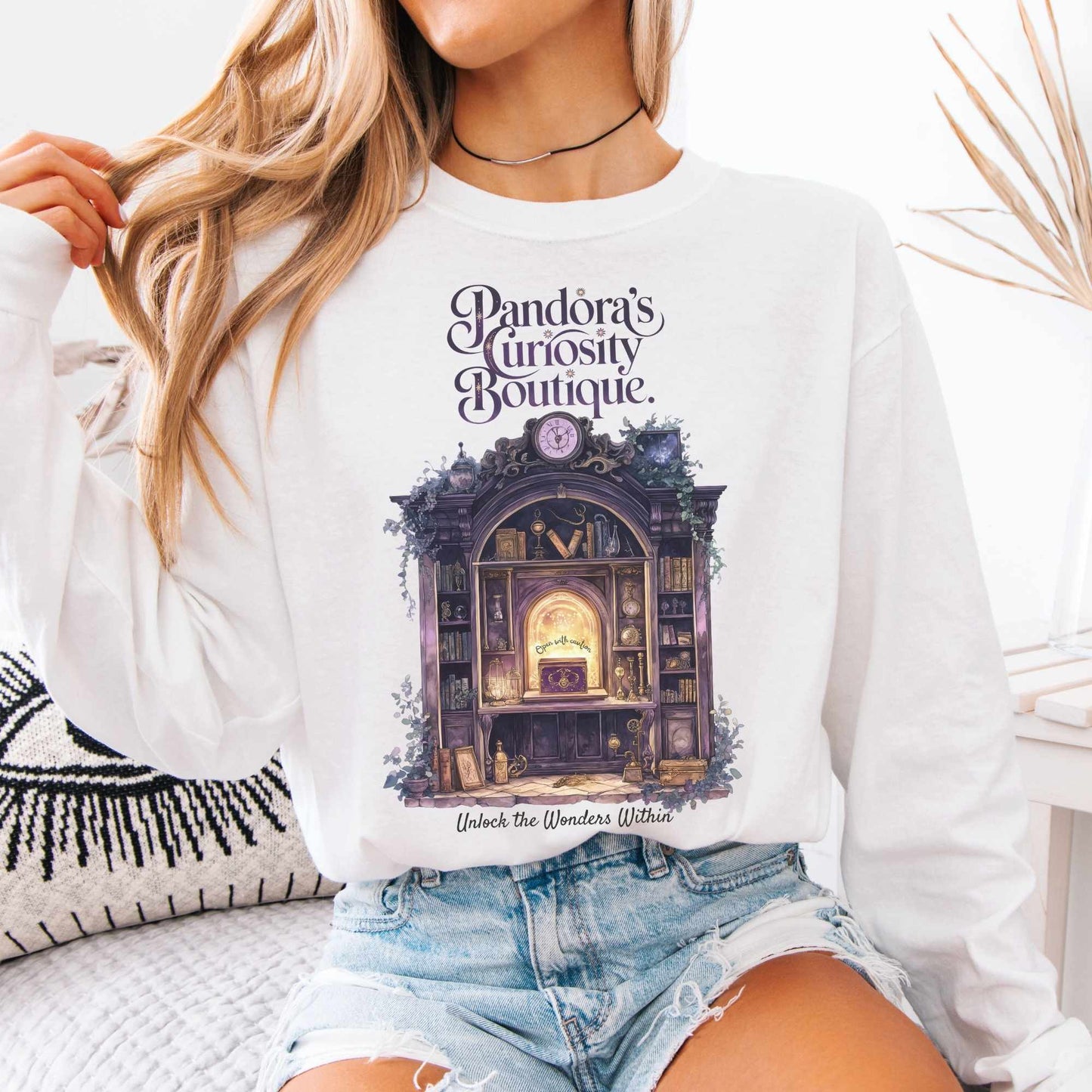 Long-sleeve White / S Pandora's Curiosity Boutique Long Sleeved Shirt The Mystic Eden