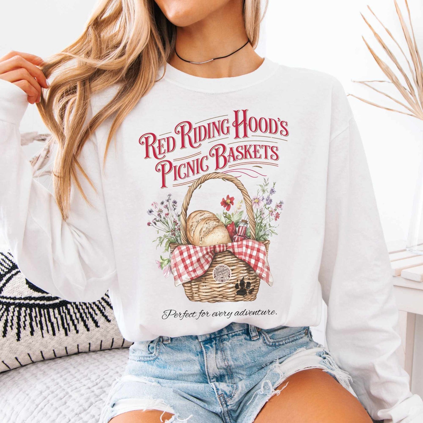 Long-sleeve White / S Red Riding Hood's Picnic Baskets Long Sleeved Shirt The Mystic Eden