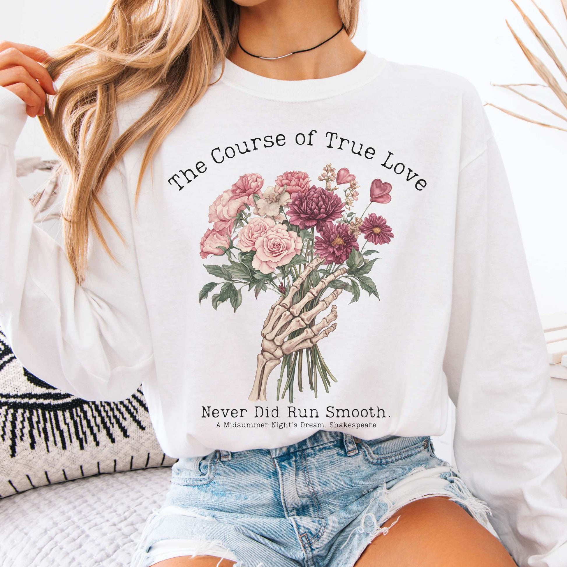 Long-sleeve White / S The Course of True Love Never Did Run Smooth Shakespeare Long Sleeve Shirt The Mystic Eden