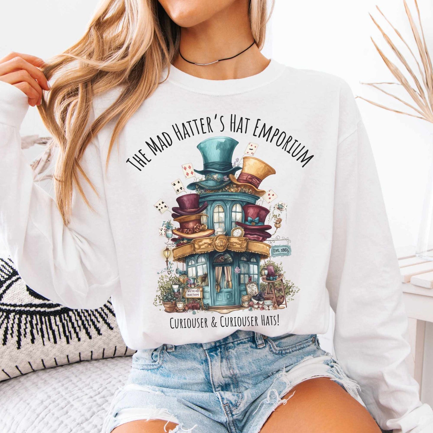 Long-sleeve White / S The Mad Hatter's Hat Emporium Long Sleeved Shirt The Mystic Eden