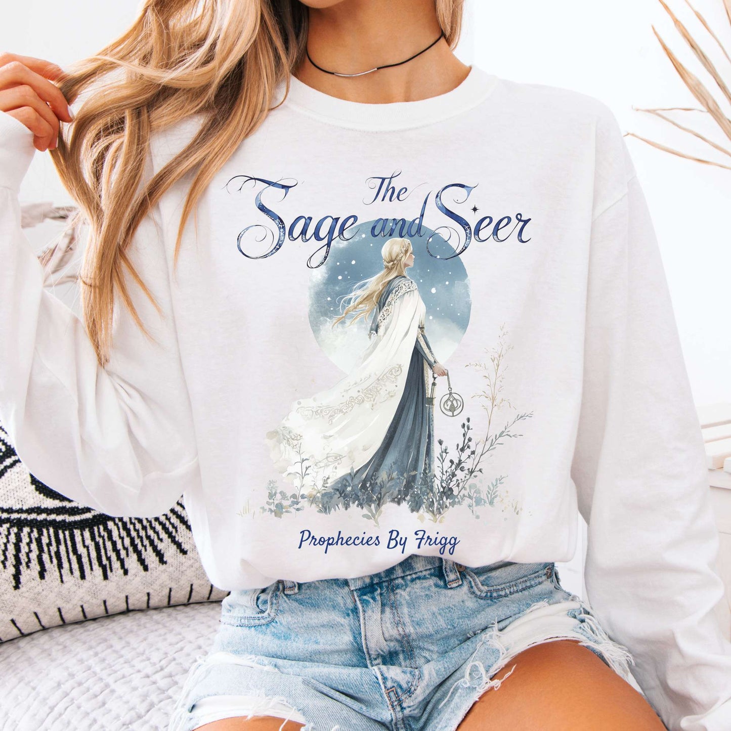 Long-sleeve White / S The Sage & Seer Prophecies by Frigg Norse Gods Long Sleeve Shirt The Mystic Eden