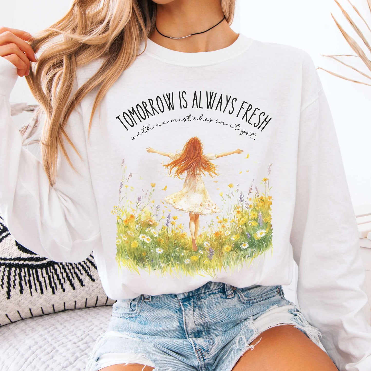 Long-sleeve White / S Tomorrow Is Always Fresh With No Mistakes Anne of Green Gables Long Sleeve Shirt The Mystic Eden