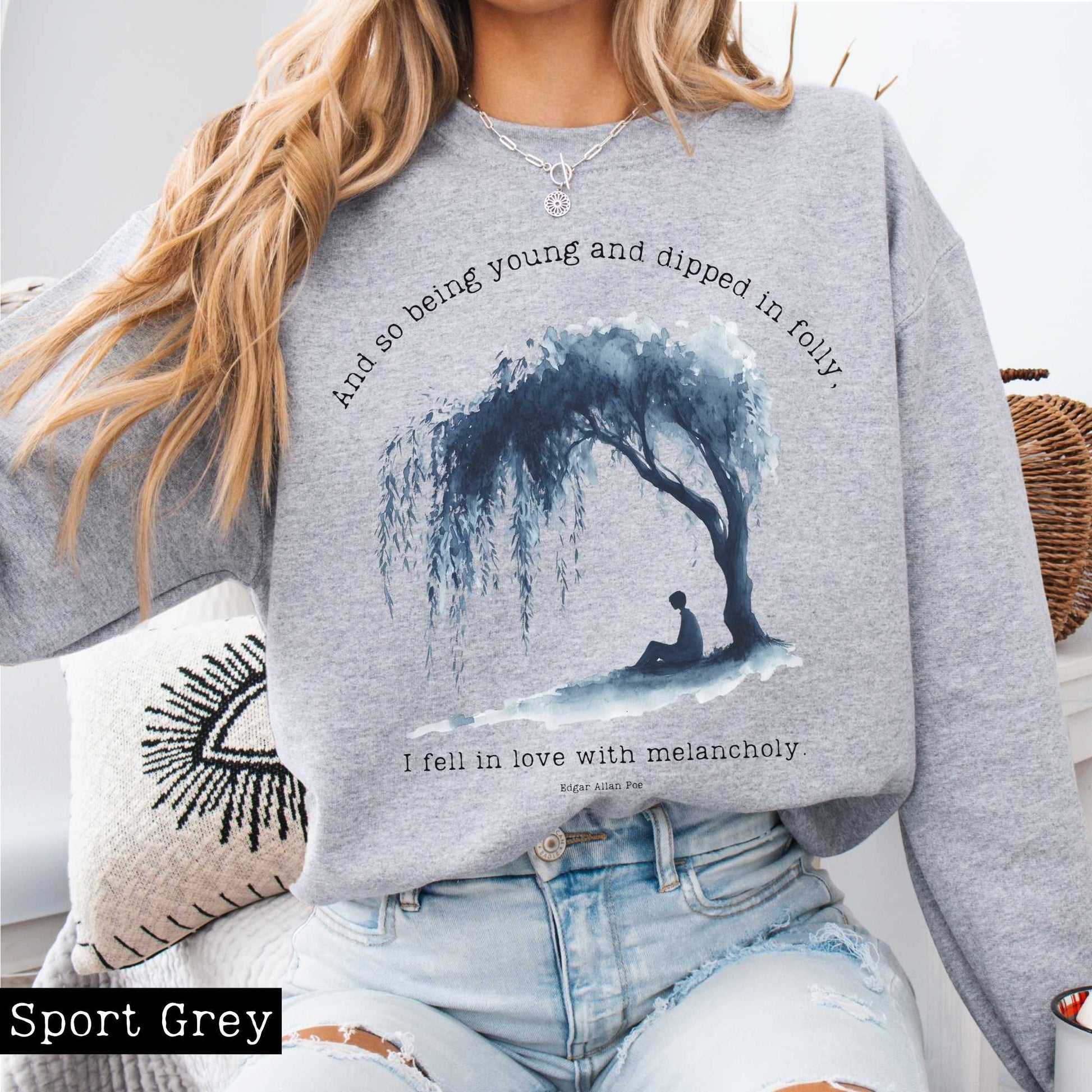Sweatshirt And So Being Young  Edgar Allan Poe Sweatshirt The Mystic Eden