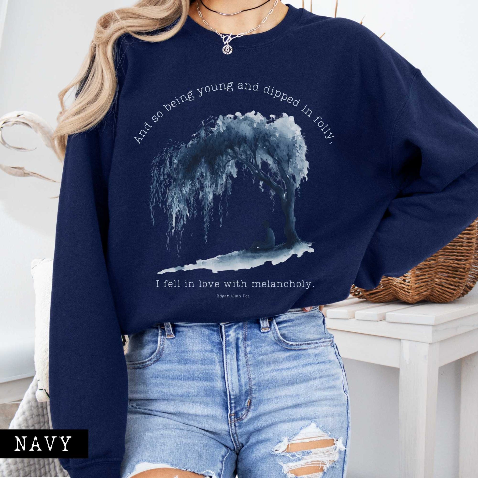 Sweatshirt And So Being Young  Edgar Allan Poe Sweatshirt The Mystic Eden