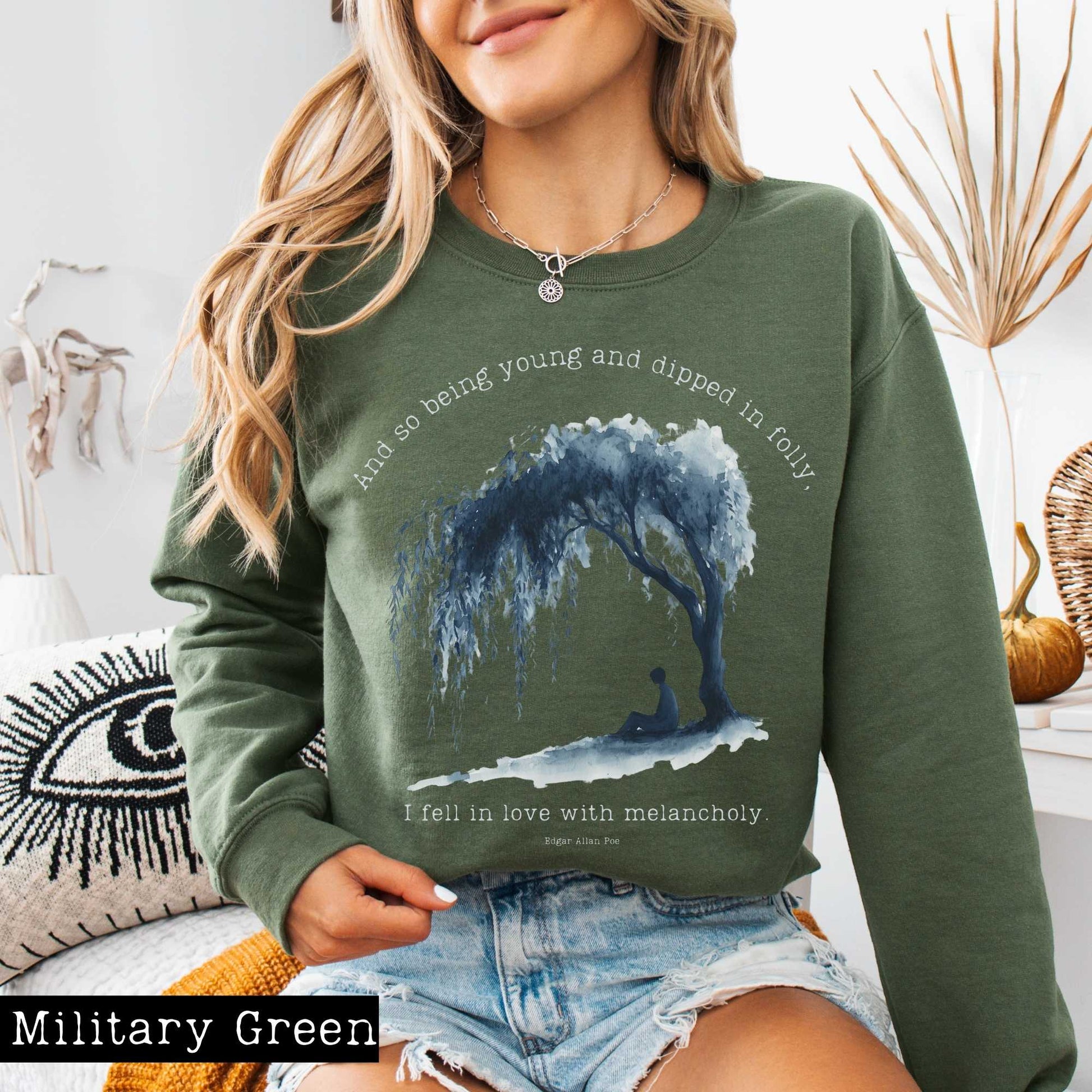 Sweatshirt And So Being Young  Edgar Allan Poe Sweatshirt The Mystic Eden