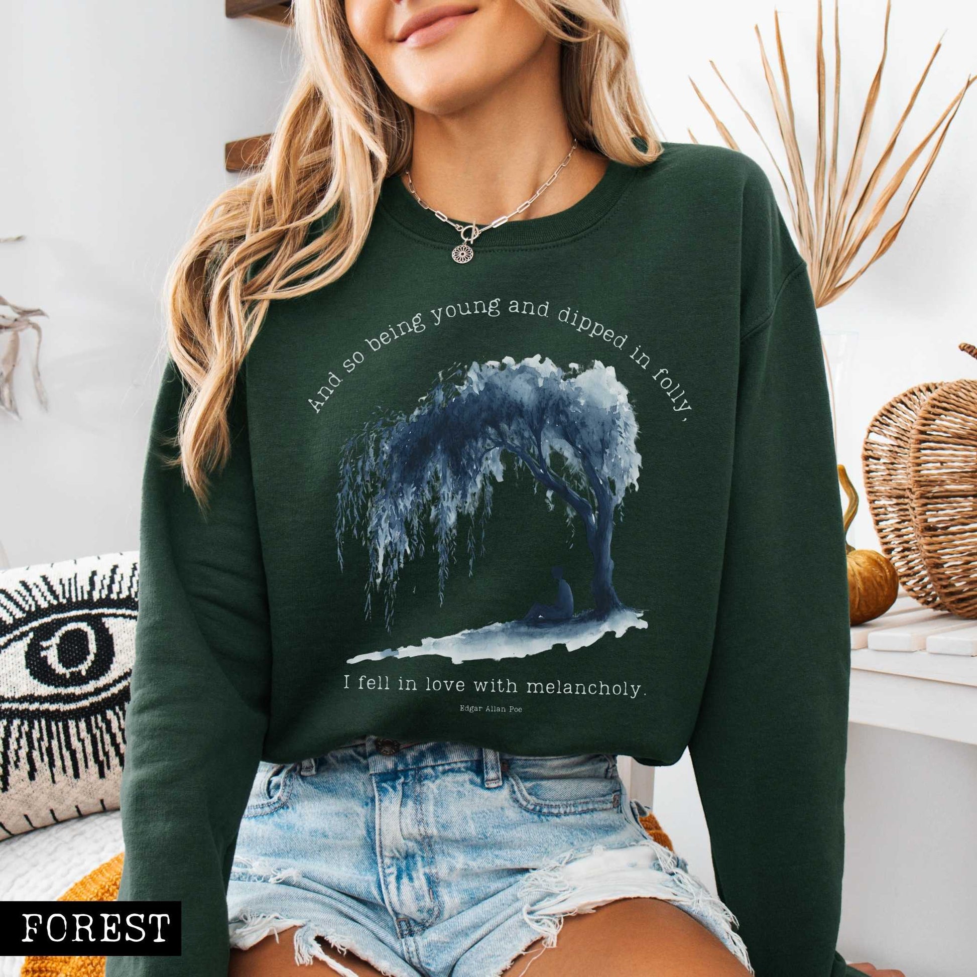 Sweatshirt And So Being Young  Edgar Allan Poe Sweatshirt The Mystic Eden