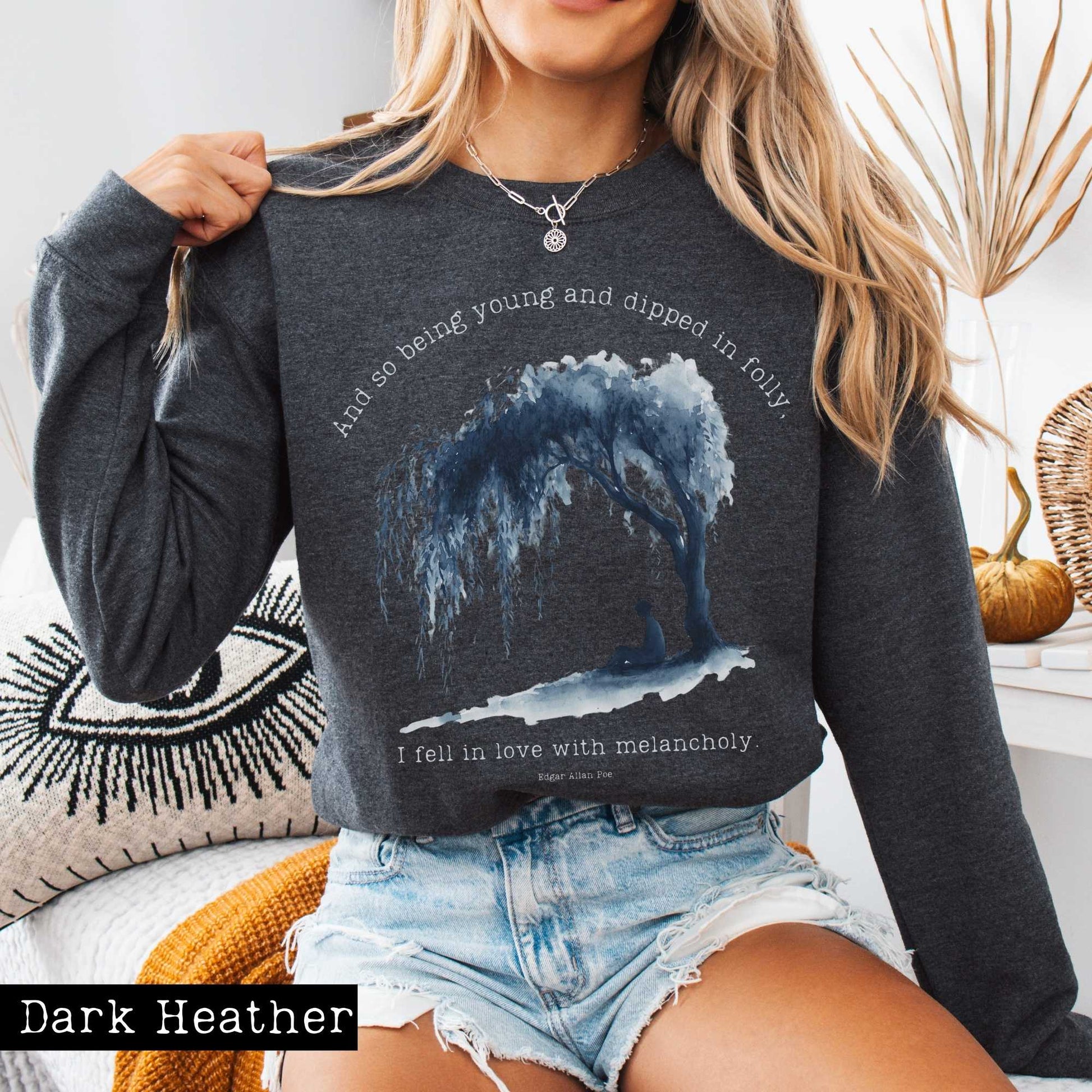 Sweatshirt And So Being Young  Edgar Allan Poe Sweatshirt The Mystic Eden