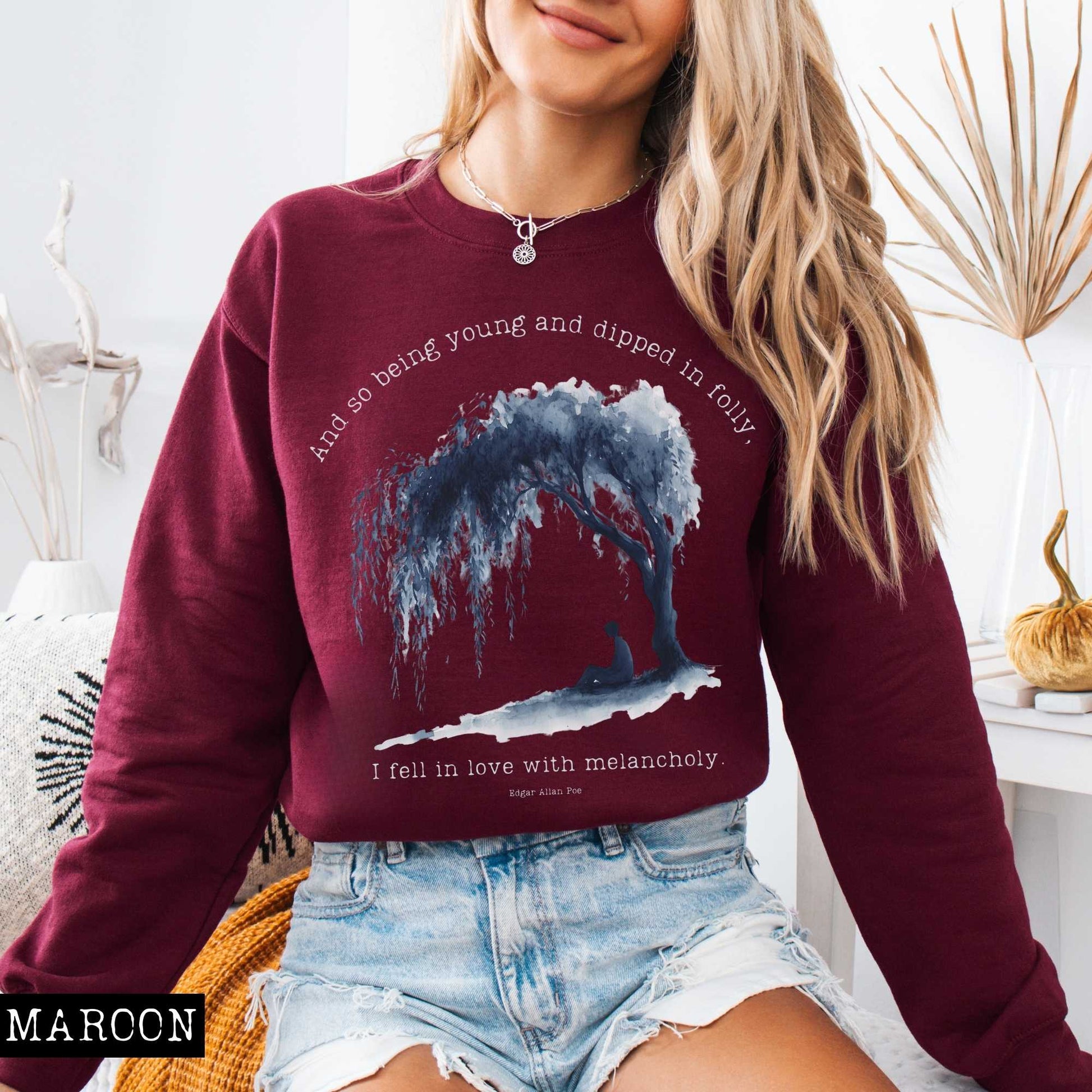 Sweatshirt And So Being Young  Edgar Allan Poe Sweatshirt The Mystic Eden