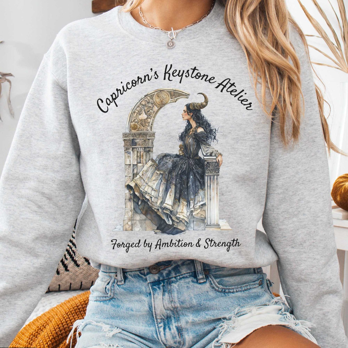 Sweatshirt Ash / S Capricorn's Keystone Atelier Zodiac Sweatshirt The Mystic Eden