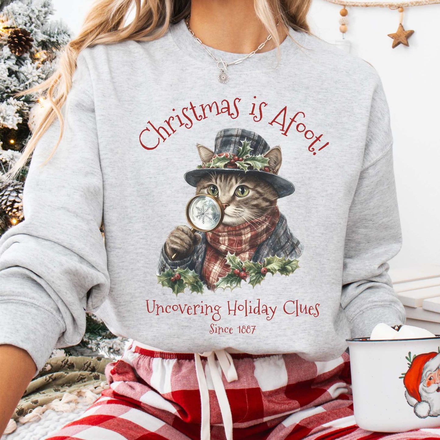 Sweatshirt Ash / S Christmas is Afoot! Sherlock Holmes Christmas Sweatshirt The Mystic Eden