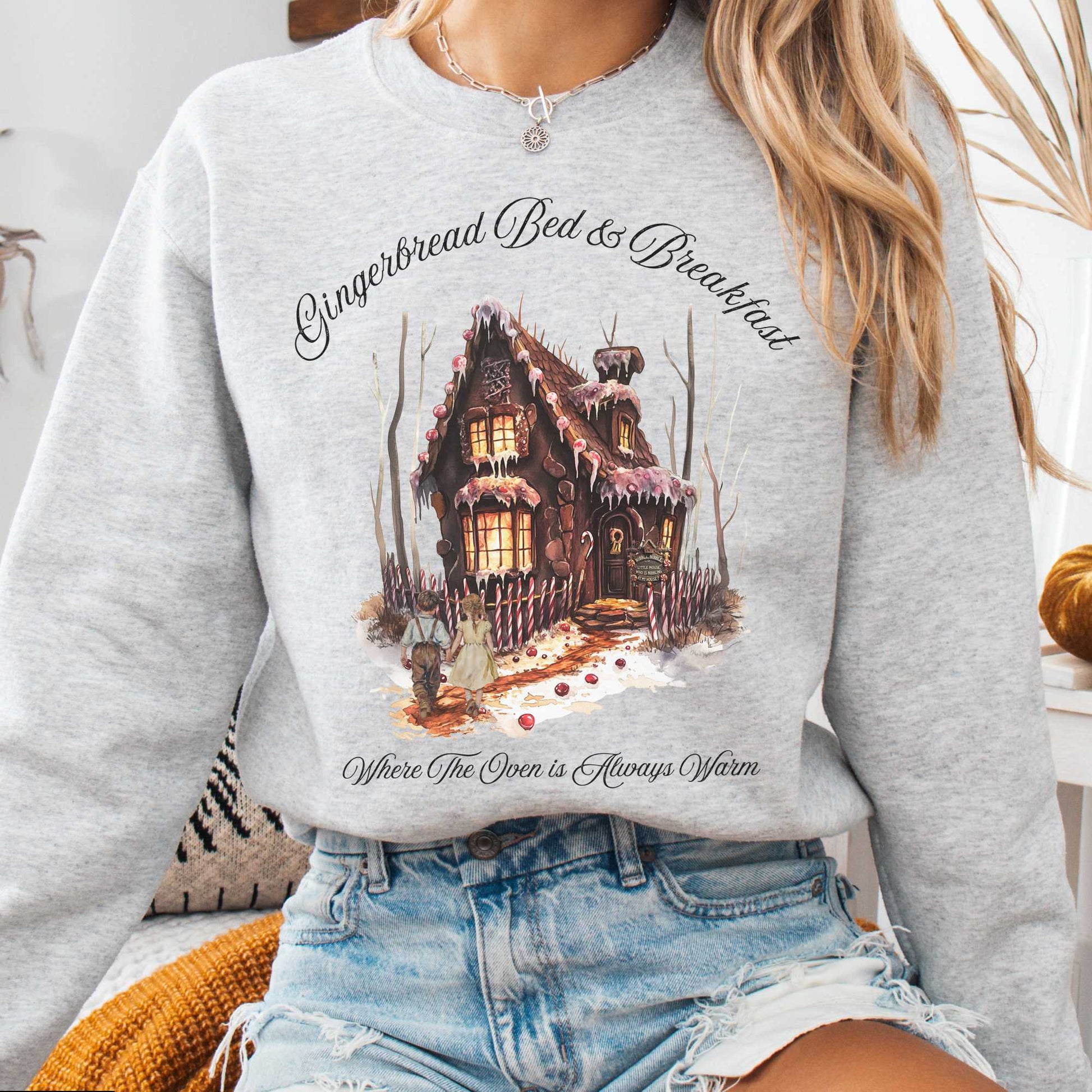 Sweatshirt Ash / S Gingerbread Bed & Breakfast Hansel and Gretel Fairytale Sweatshirt The Mystic Eden