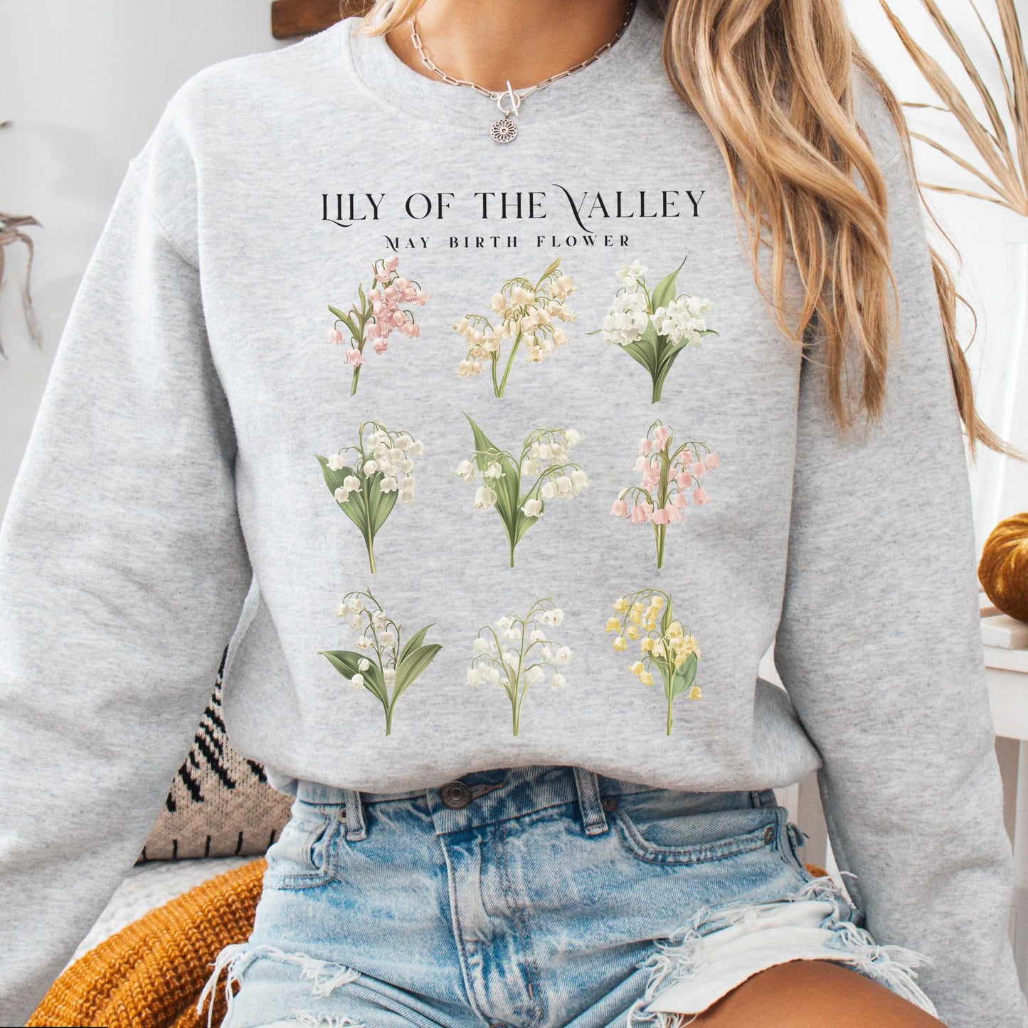 Sweatshirt Ash / S Lily of the Valley May Birth Month Flower Sweatshirt The Mystic Eden