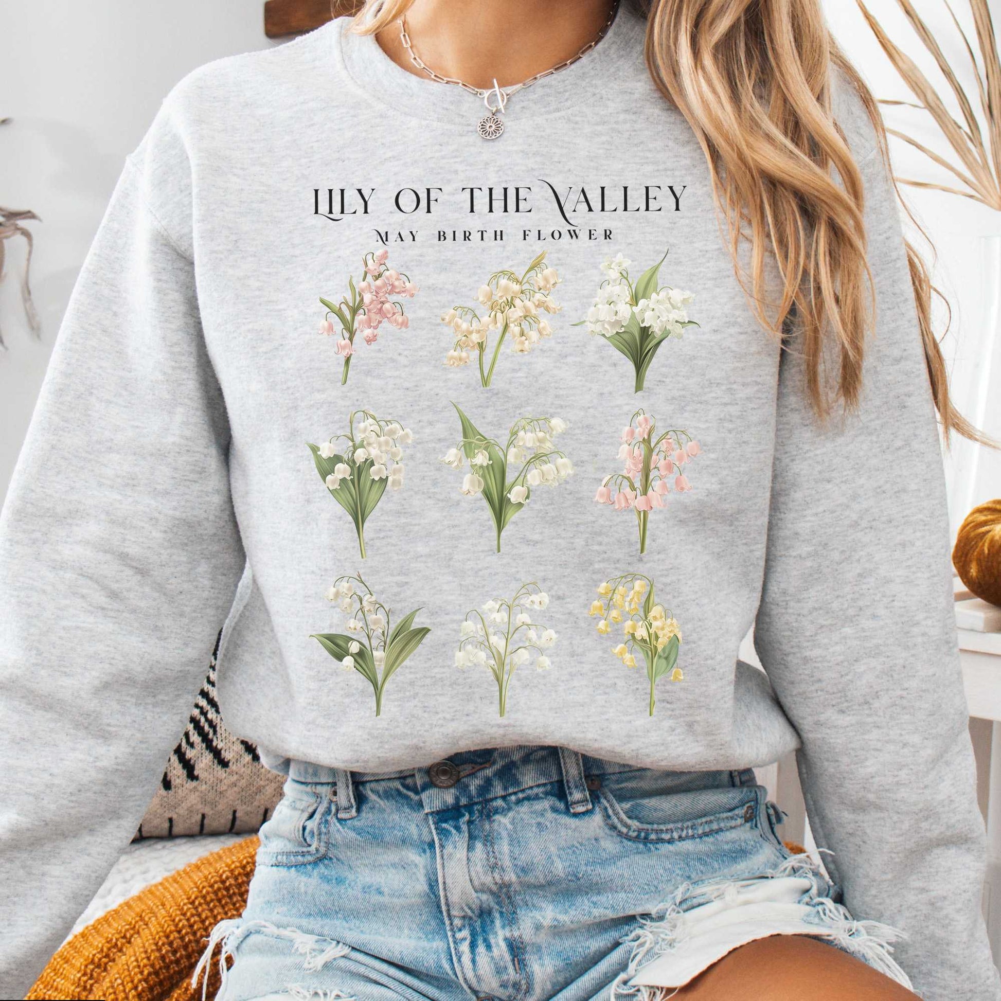 Sweatshirt Ash / S Lily of the Valley May Birth Month Flower Sweatshirt The Mystic Eden