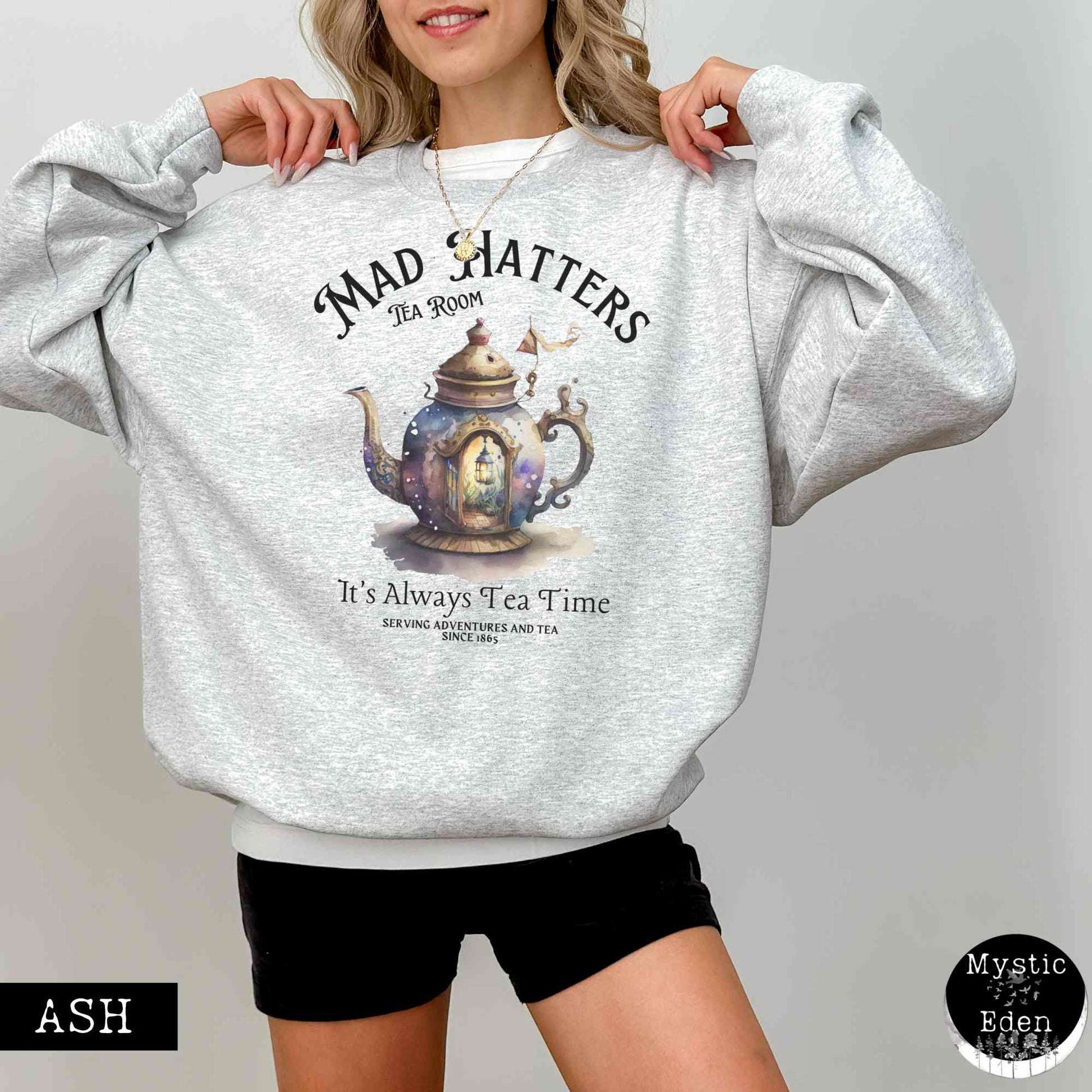 Sweatshirt Ash / S Mad Hatter Sweatshirt Alice in Wonderland Sweater The Mystic Eden