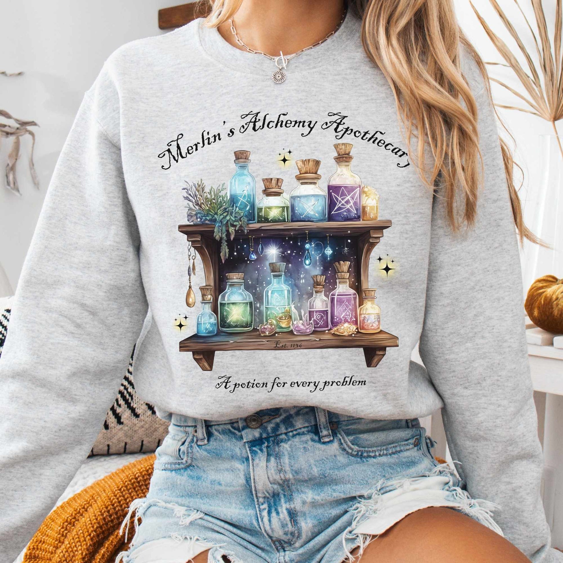 Sweatshirt Ash / S Merlin's Alchemy Apothecary Sweatshirt The Mystic Eden