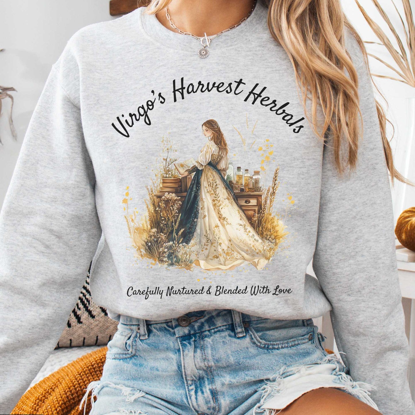 Sweatshirt Ash / S Virgo's Harvest Herbals Zodiac Sweatshirt The Mystic Eden