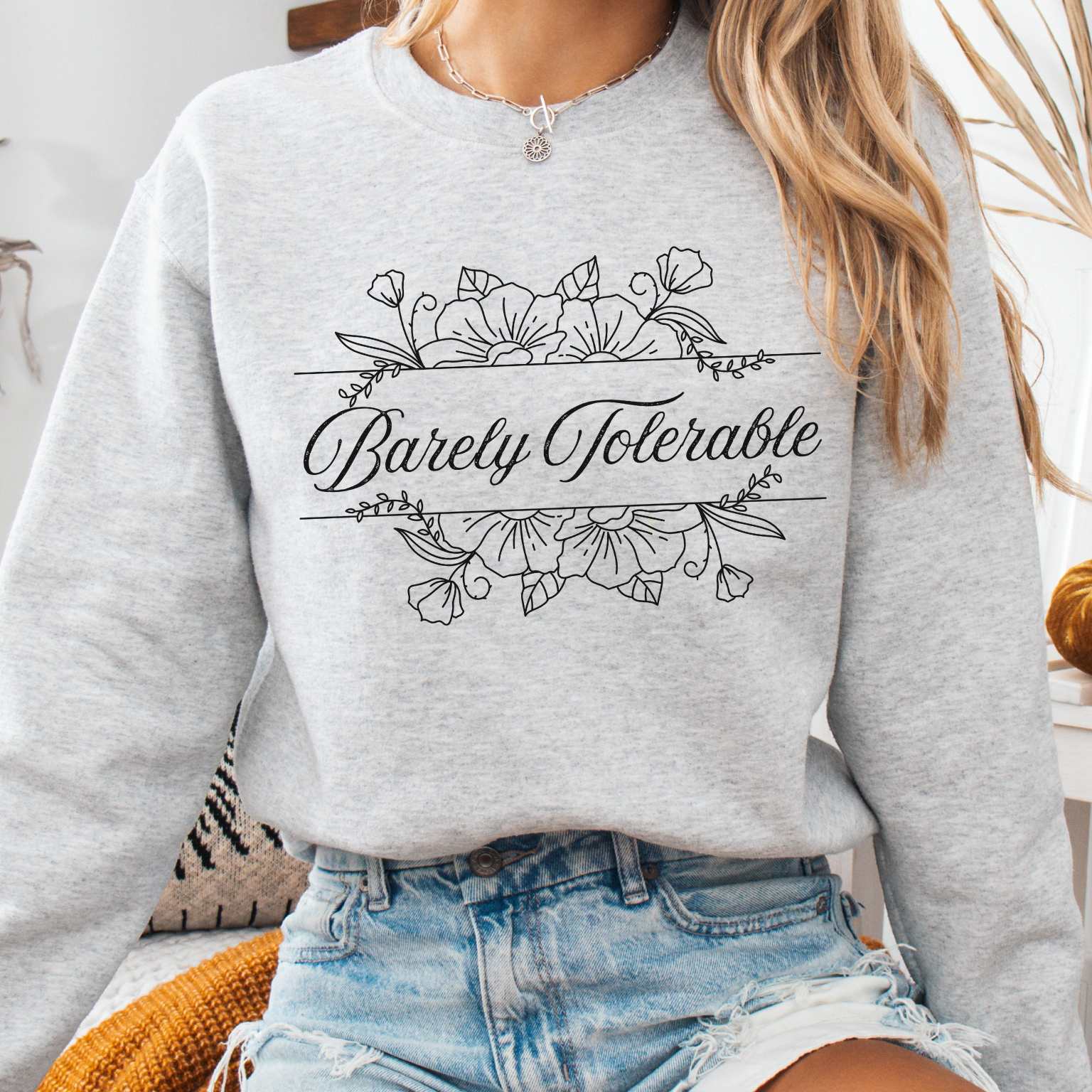 Sweatshirt Barely Tolerable Floral Jane Austen Bookish Sweatshirt The Mystic Eden