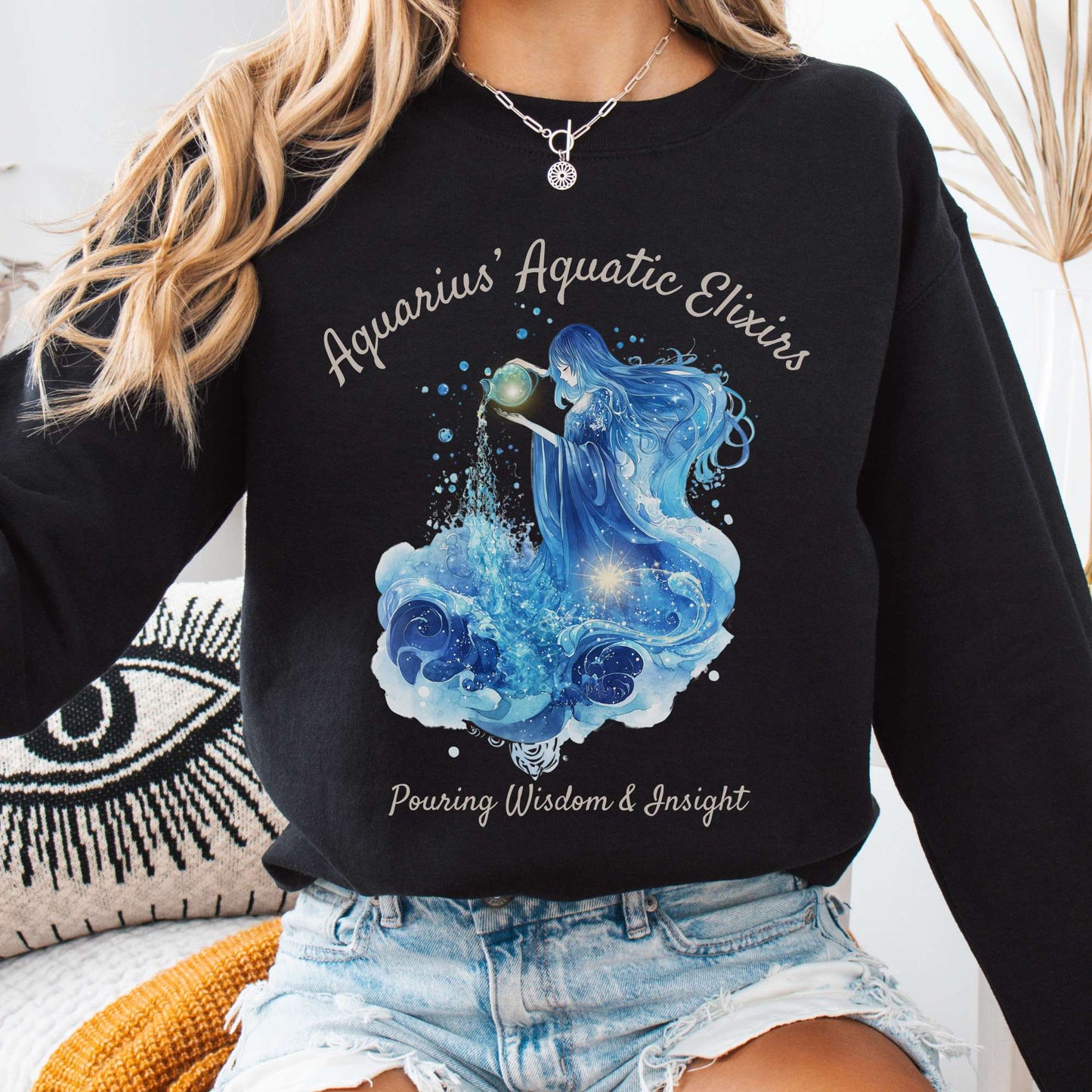 Sweatshirt Black / S Aquarius' Aquatic Elixirs Zodiac Sweatshirt The Mystic Eden