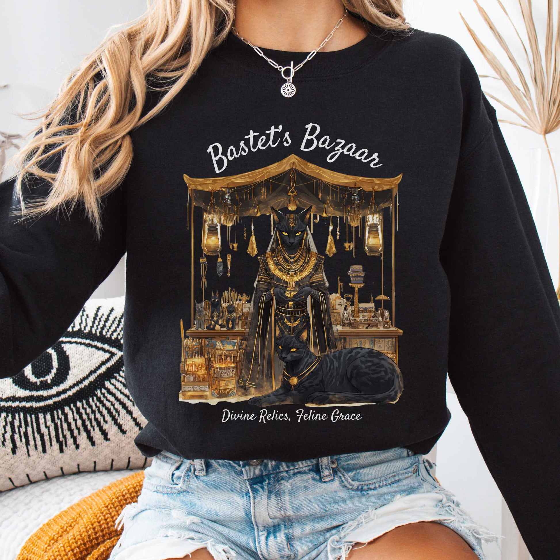 Sweatshirt Black / S Bastet's Bazaar Goddess Sweatshirt The Mystic Eden