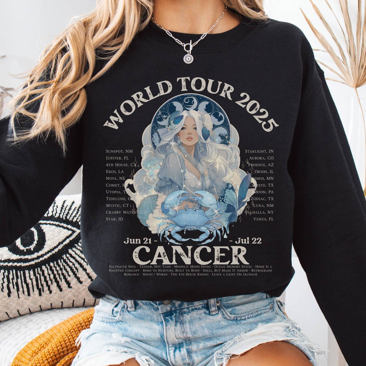 Sweatshirt Black / S Cancer Concert Sweatshirt - Zodiac World Tour 2025 Sweatshirt The Mystic Eden