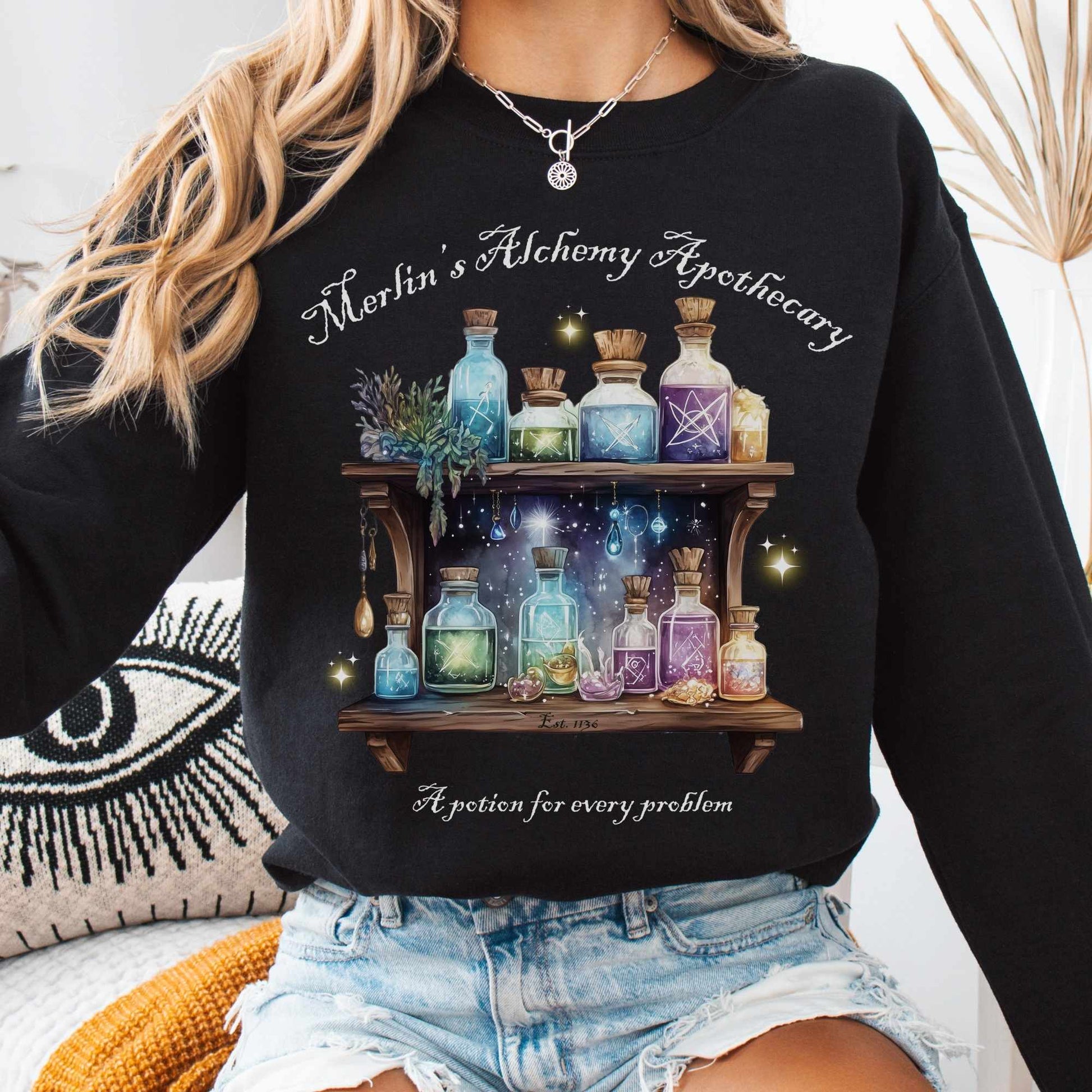 Sweatshirt Black / S Merlin's Alchemy Apothecary Sweatshirt The Mystic Eden