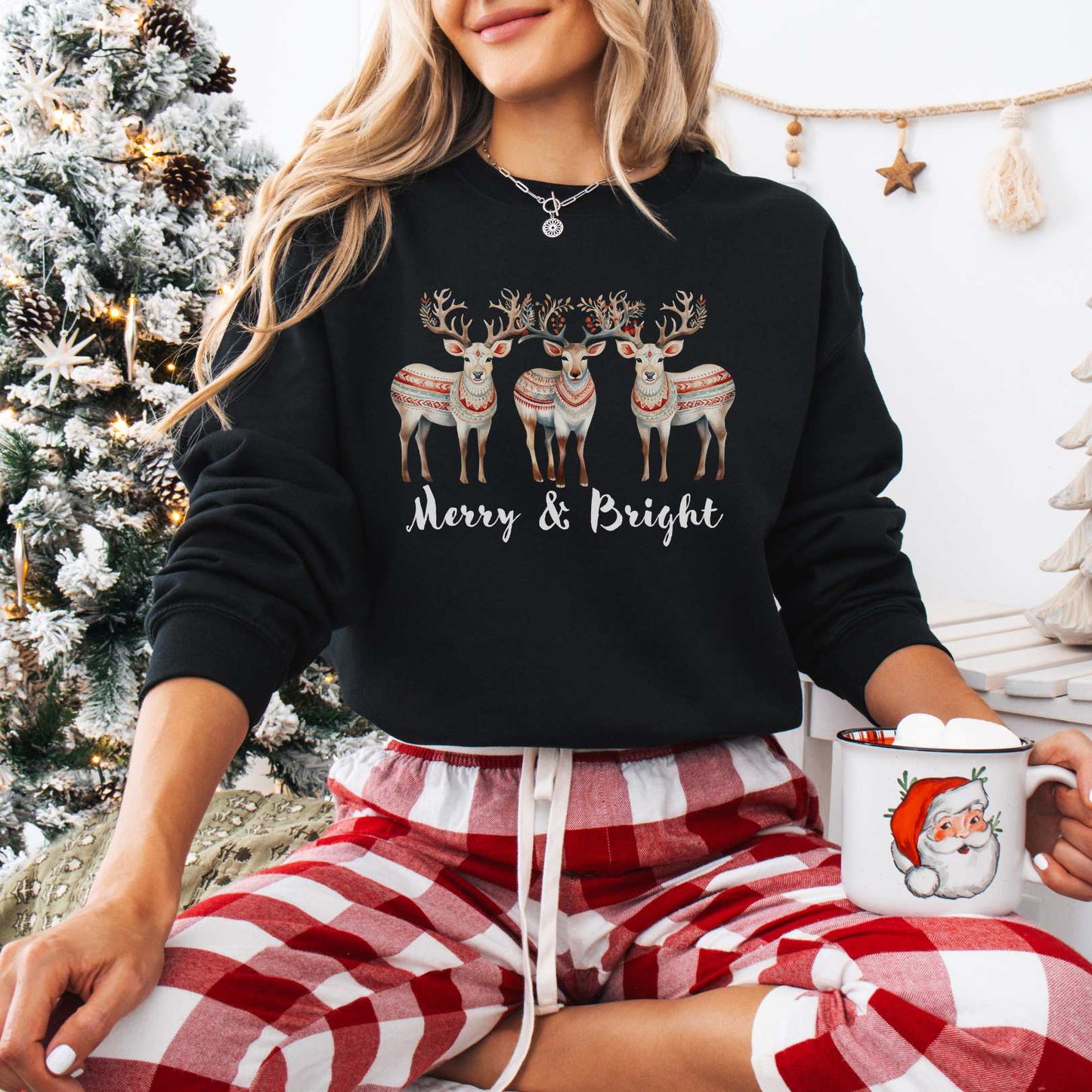 Sweatshirt Black / S Merry and Bright Christmas Sweatshirt The Mystic Eden