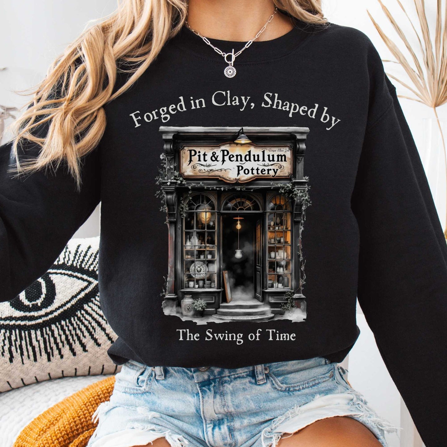 Sweatshirt Black / S Pit & Pendulum Pottery Edgar Allan Poe Sweatshirt The Mystic Eden