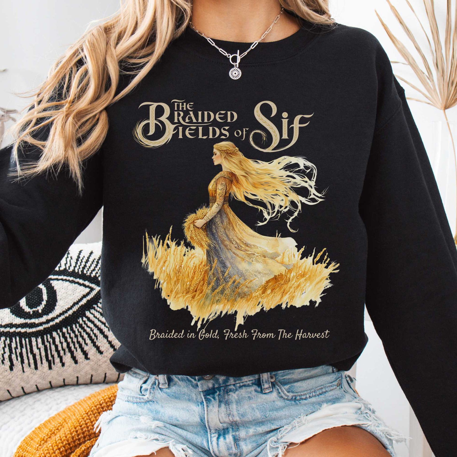Sweatshirt Black / S The Braided Fields of Sif Norse Goddess Sweatshirt The Mystic Eden