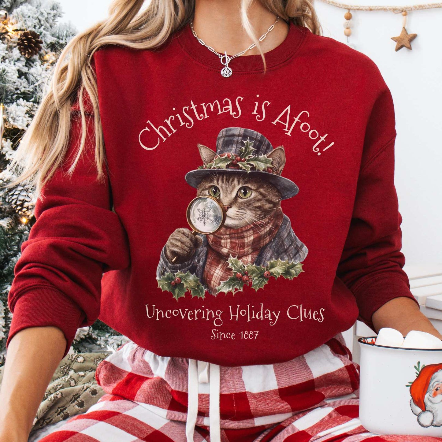 Sweatshirt Cardinal Red / S Christmas is Afoot! Sherlock Holmes Christmas Sweatshirt The Mystic Eden