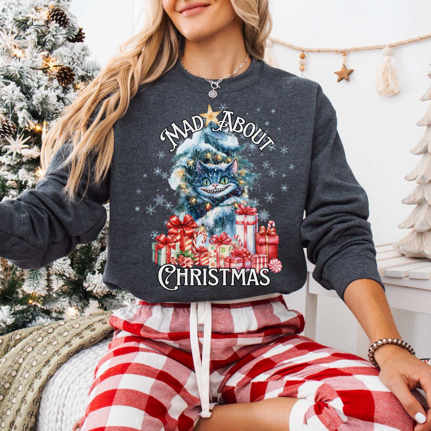 Sweatshirt Cheshire Cat Mad About Christmas Sweatshirt The Mystic Eden