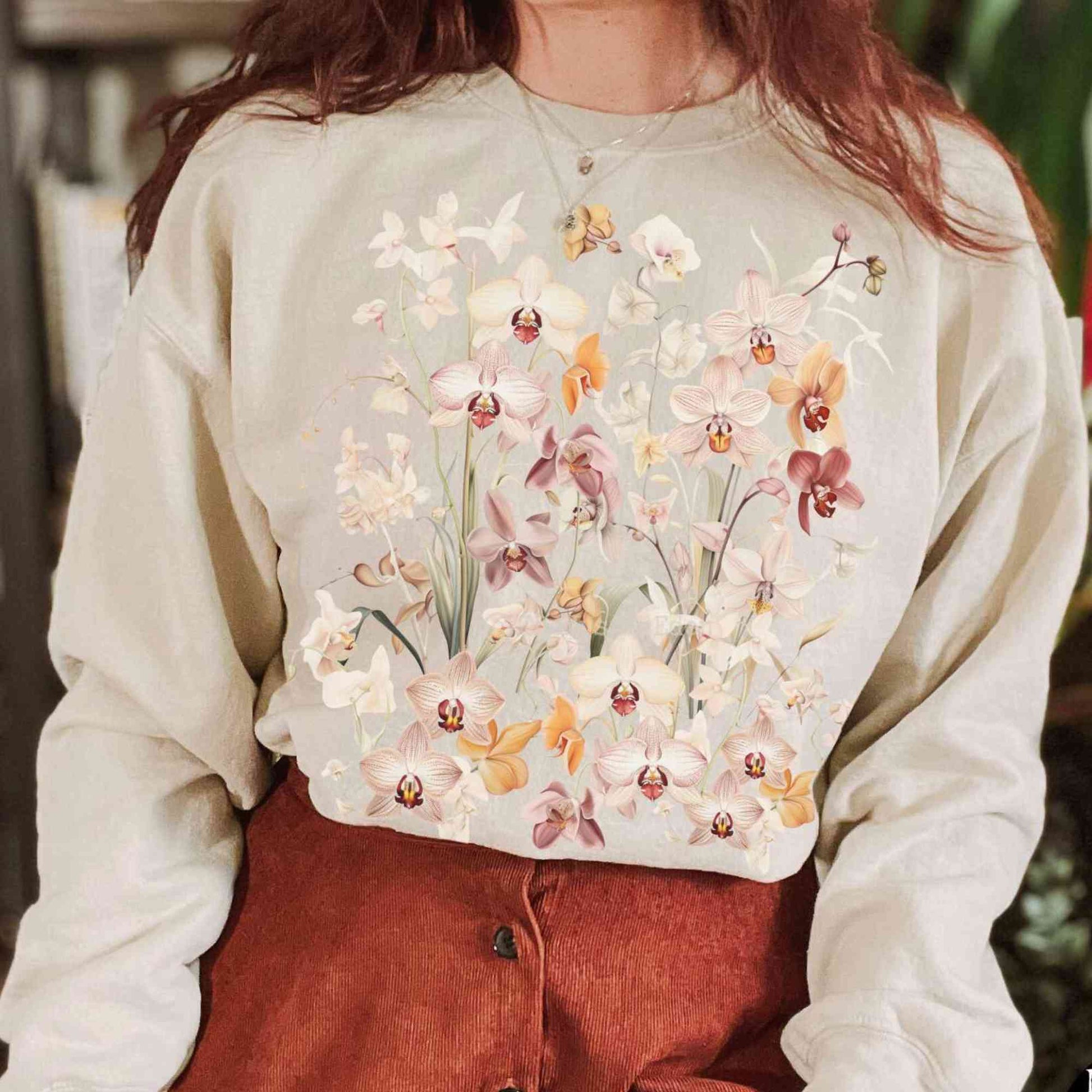 Sweatshirt Cottagecore Wildflower Orchid Sweatshirt The Mystic Eden
