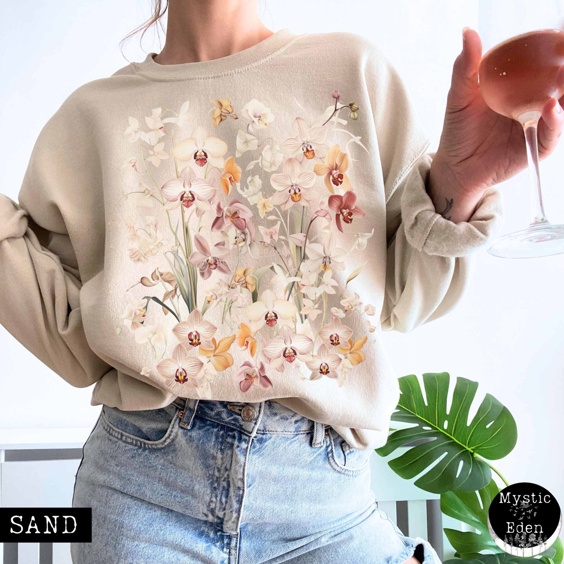 Sweatshirt Cottagecore Wildflower Orchid Sweatshirt The Mystic Eden