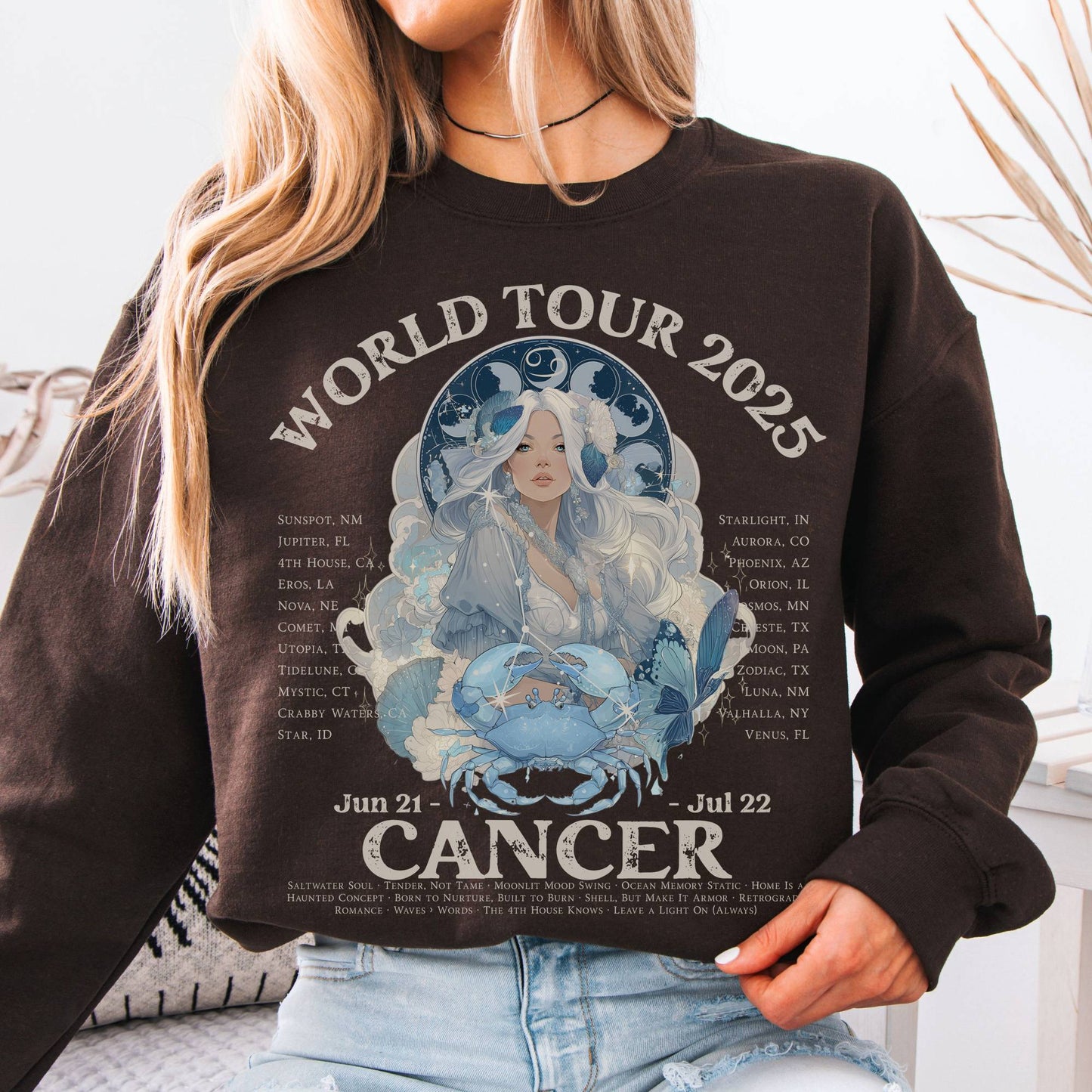 Sweatshirt Dark Chocolate / S Cancer Concert Sweatshirt - Zodiac World Tour 2025 Sweatshirt The Mystic Eden
