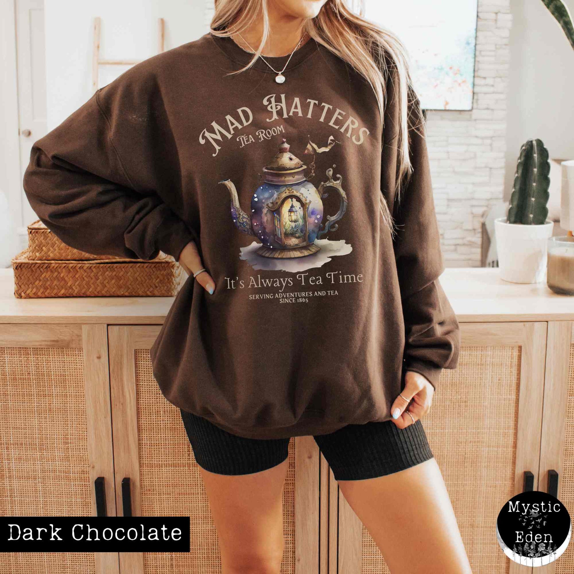 Sweatshirt Dark Chocolate / S Mad Hatter Sweatshirt Alice in Wonderland Sweater The Mystic Eden