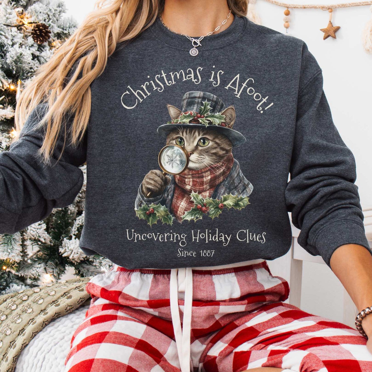 Sweatshirt Dark Heather / S Christmas is Afoot! Sherlock Holmes Christmas Sweatshirt The Mystic Eden