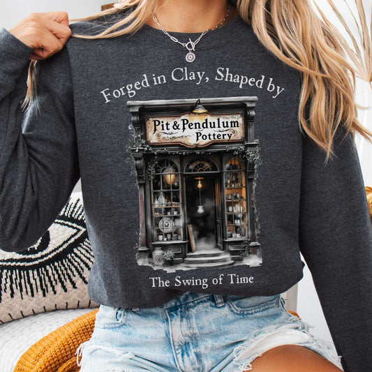 Sweatshirt Dark Heather / S Pit & Pendulum Pottery Edgar Allan Poe Sweatshirt The Mystic Eden