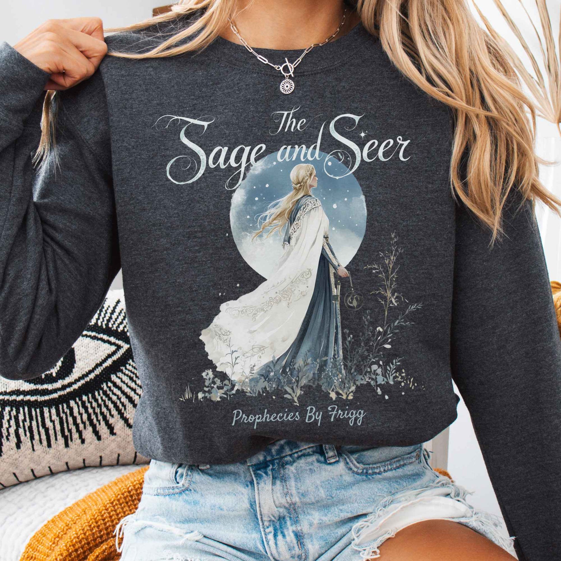 Sweatshirt Dark Heather / S The Sage And Seer Prophecies By Frigg Norse Goddess Sweatshirt The Mystic Eden