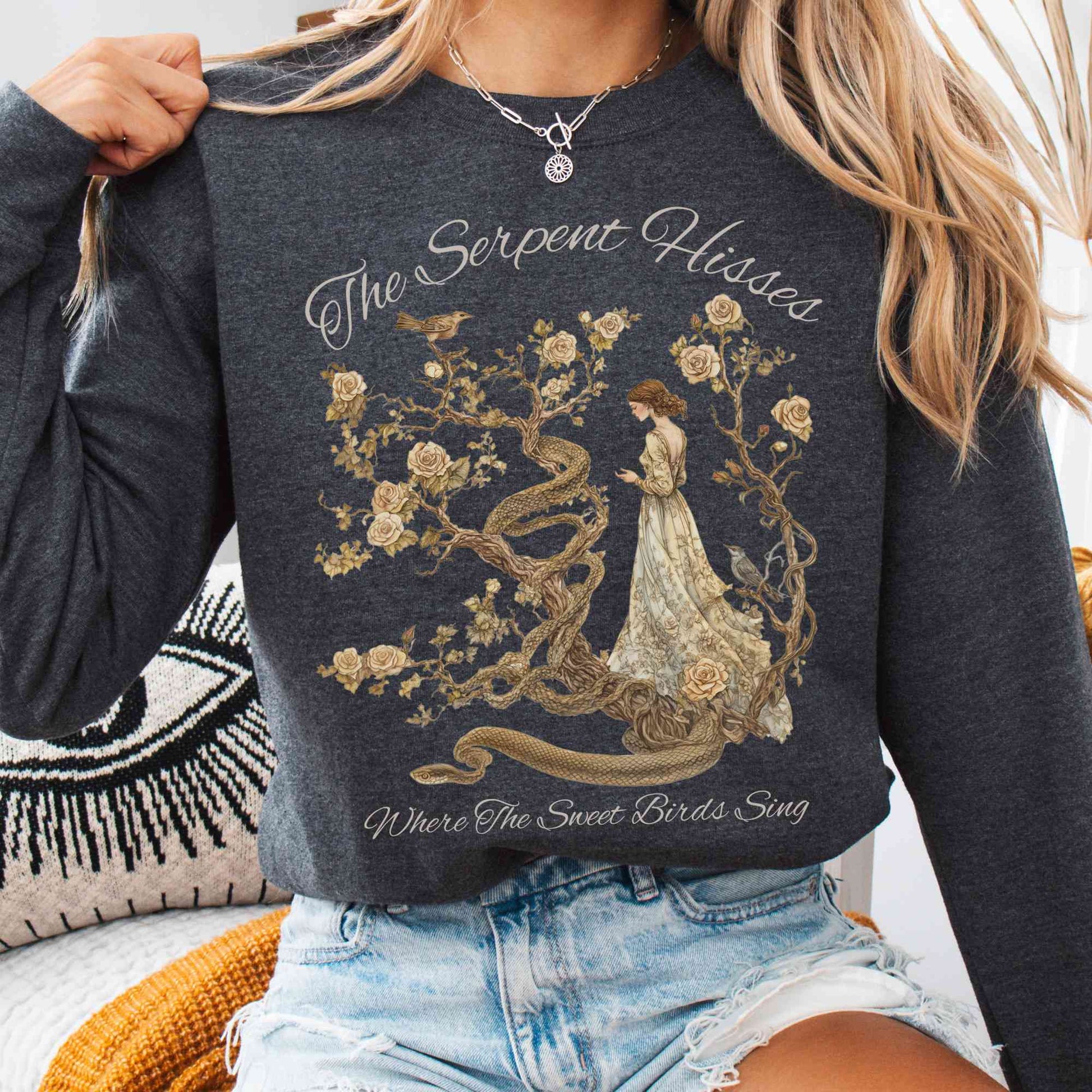 Sweatshirt Dark Heather / S The Serpent Hisses Where The Sweet Birds Sing Tess of the D’Urbervilles Sweatshirt The Mystic Eden