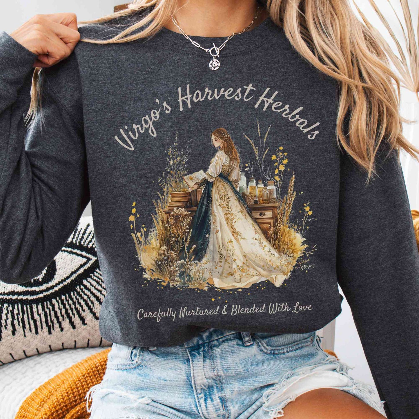 Sweatshirt Dark Heather / S Virgo's Harvest Herbals Zodiac Sweatshirt The Mystic Eden