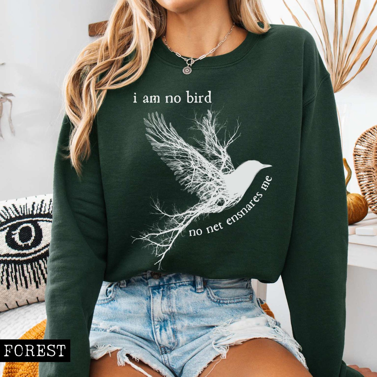 Sweatshirt Forest Green / S I am no Bird Jane Eyre Charlotte Brontë Bookish Sweatshirt The Mystic Eden